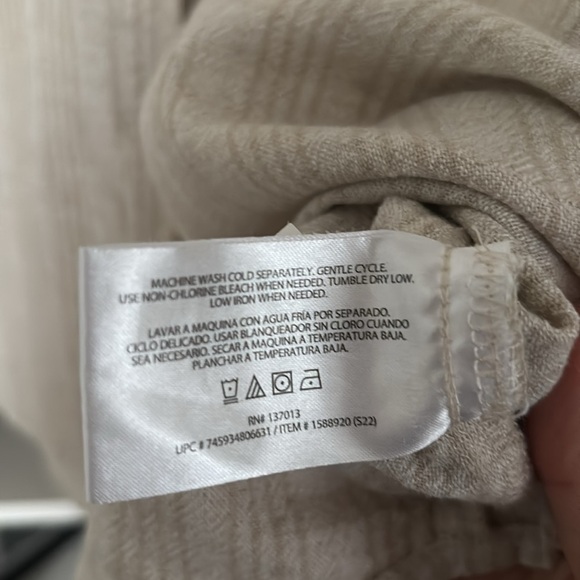 ORVIS, XL, Long Sleeve Striped Neutral Linen Blend Top - Picture 7 of 9